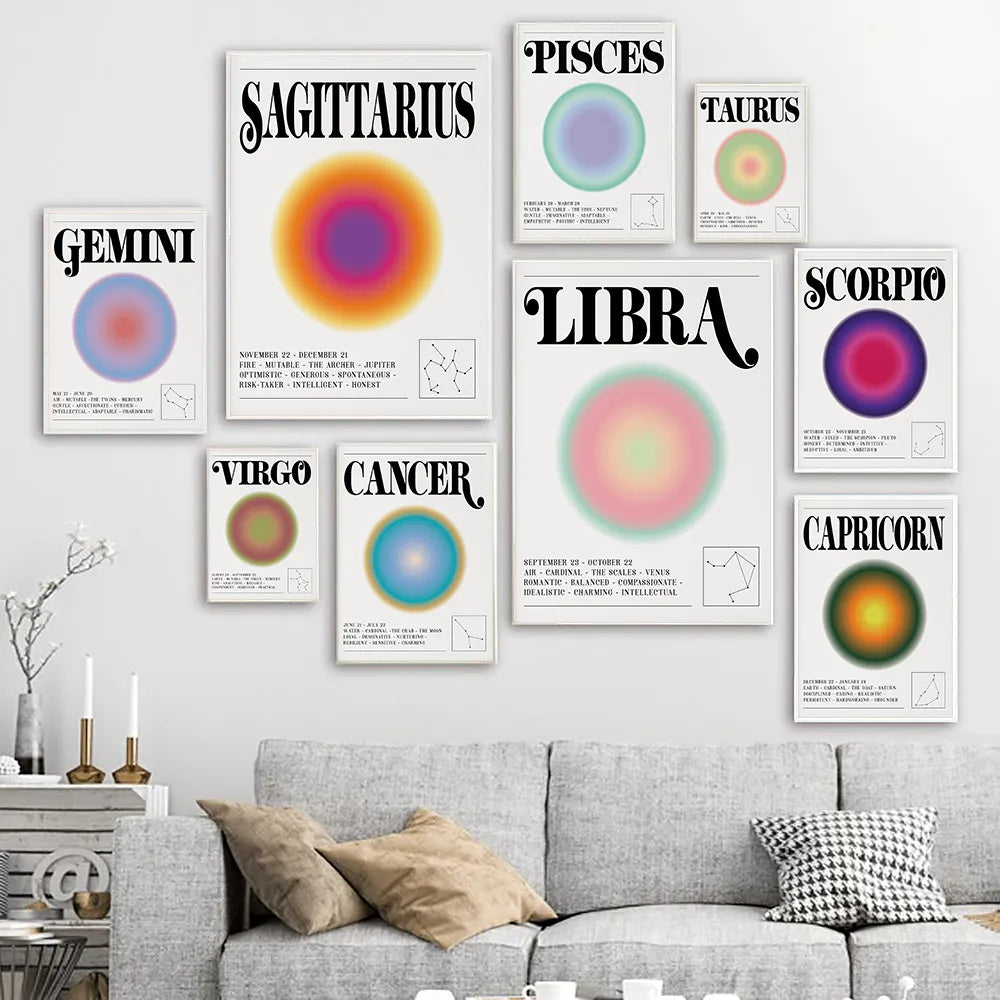 ✨Zodiac Aura Wall Art – Mystical Astrology Canvas Print ✨